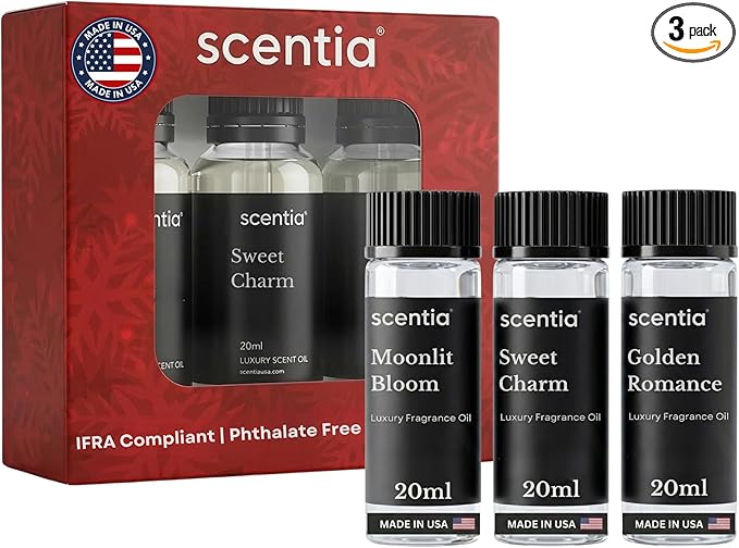 Love Collection Fragrance Oil Set – Essential Oil Blends for Diffusers, Candles & Soaps – Jasmine, Rose, Citrus, Amber & Musk – Phthalate-Free – Gift Set 3×20 ml (2.03 fl oz)