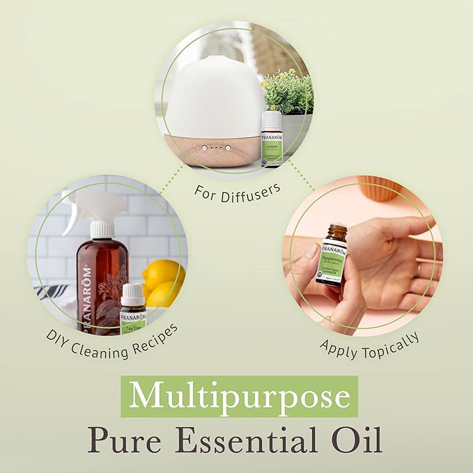 Pranarom - Top 5 Essential Oil Kit (5-Pack of 5ml) - Lavender, Peppermint, Tea Tree, Eucalyptus, and Lemongrass - 100% Pure Essential Oil | USDA and ECOCERT Certified Organic