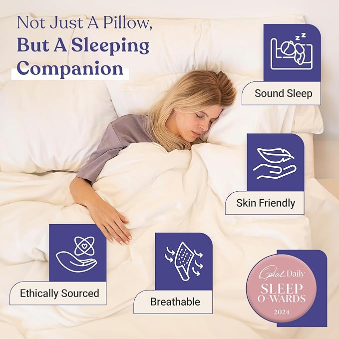 FluffCo Zen Fluff™ Down Alternative Bed Pillow - Luxury Hotel Quality - 300 Thread Count Cotton Shell - Pillows for Side, Back, and Stomach Sleepers - Made in USA - King Size 20" x 36", 1-Pack, Firm