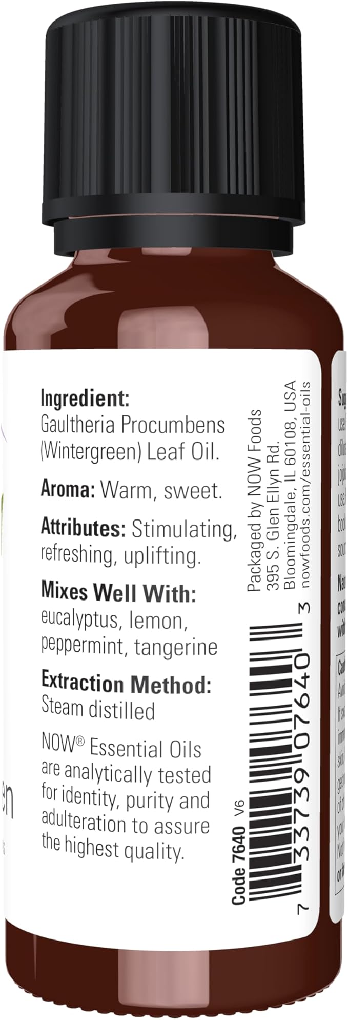NOW Essential Oils, Wintergreen Oil, Stimulating Aromatherapy Scent, Steam Distilled, 100% Pure, Vegan, Child Resistant Cap, 1-Ounce