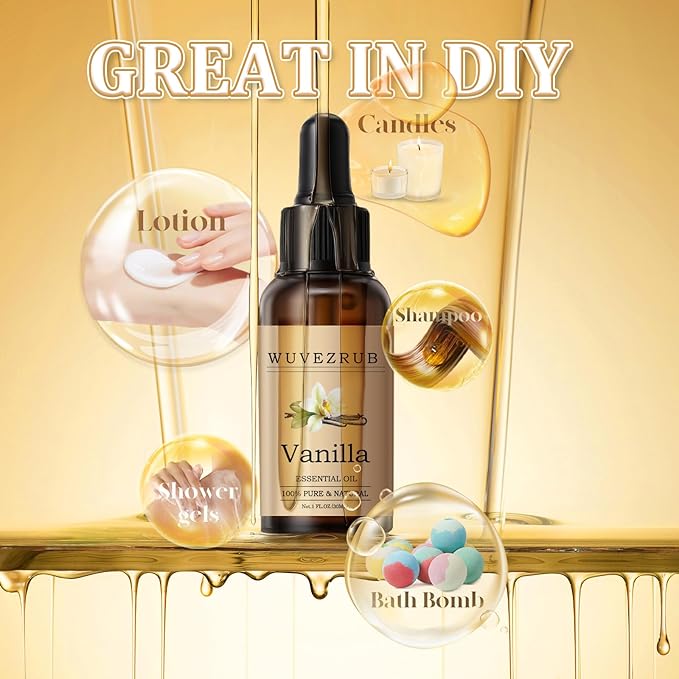 Vanilla Essential Oil 30ML - 100% Pure and Natural Oils for Aromatherapy Diffuser - 1 Fl Oz/Vanilla