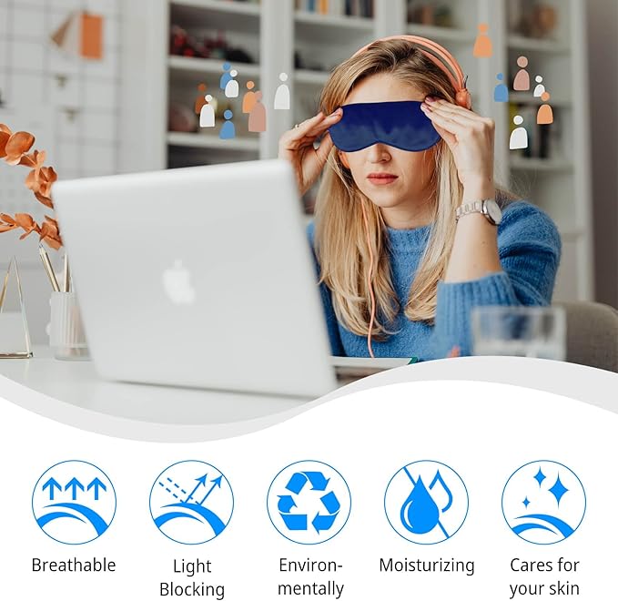 1 Pack Sleep Mask, Silk Eye Mask with Elastic Strap, Blindfold, Soft Silk Sleeping Mask for Girls, Women, Men (Black)