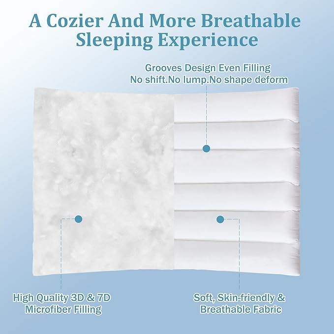Ultra Thin Flat Pillows Standard Size Set of 2 Pack, 2 Inch Height Slim Pillows, Down Alternative Filled Low Bed Pillows for Back and Stomach Sleepers 18x26