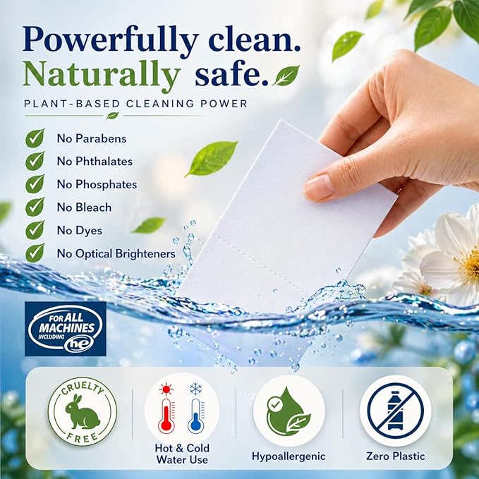 Laundry Detergent Sheets – 240 Eco Laundry Sheets Detergent, Travel Laundry Soap Sheets, Washer Sheets Detergent, Ultra Concentrated, Plastic-Free, Fresh Clean, 180 Sheets