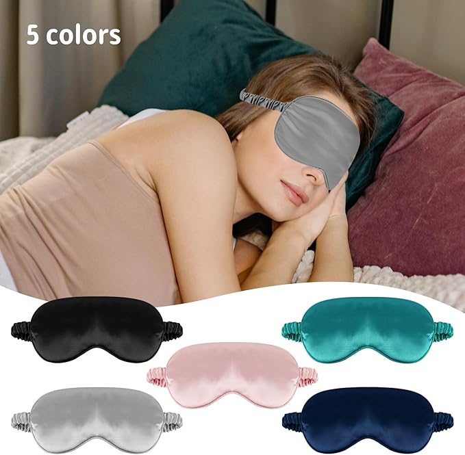 1 Pack Sleep Mask, Silk Eye Mask with Elastic Strap, Breathable Eye Mask for Sleeping,Travel, Girls, Women, Men (Pink)