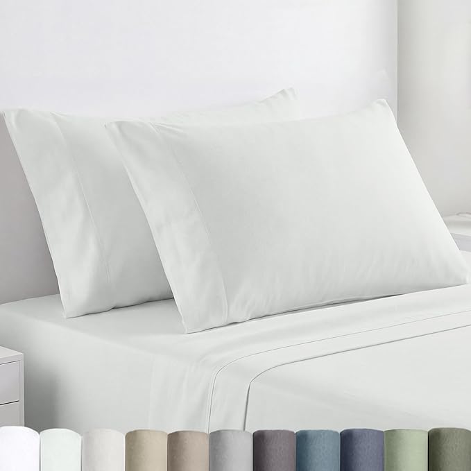 California Design Den Pillow Cases King Size Set of 2-100% Egyptian Cotton Pillow Cases, Crisp Percale Feel, Soft & Breathable, Fits King Pillows - Silver