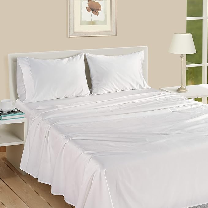 LANE LINEN King Size Pillow Case Set of 2 100% Egyptian Cotton Cases Sateen White Cooling Cover - Perfect for Home Hotels & Hospital Use