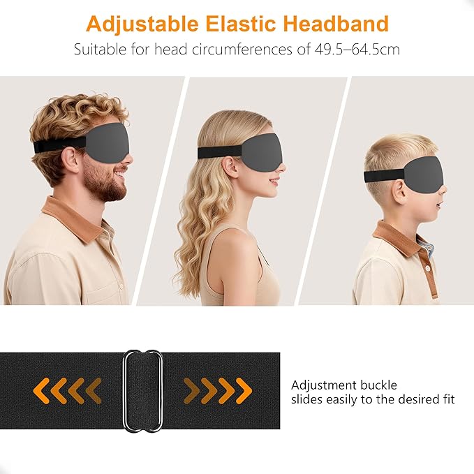 Gritin 100% Blackout Sleep Eye Mask for Side Sleeper Men Women, Zero Eye Pressure 3D Contoured Cup and Eyelash Friendly Sleeping Mask, Ergonomic-Dark Grey