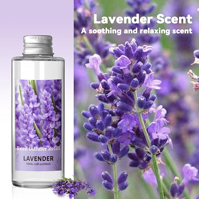SCENTORINI Reed Diffuser Oil Refill, Lavender Diffuser Oil 6.76 Fl Oz, Natural Scented Essential Oil Refill Long Lasting Home Fragrance for Bathroom Room Spa Aromatherapy Hotel Decor