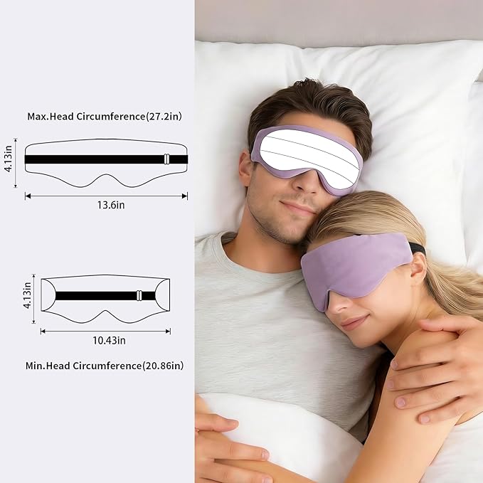 Lyocell Weighted Sleep Eye Mask for Women Men, 7oz & 5.3oz, Removable Washable Weighted Bag, Light Blocking Eye Cover, Soft Eye Shade for Travel Essentials, Office Naps, Gift,Purple