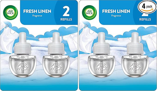 Air Wick Plug in Scented Oil Refill, 2 ct, Fresh Linen, Air Freshener, Essential Oils (Pack of 2)