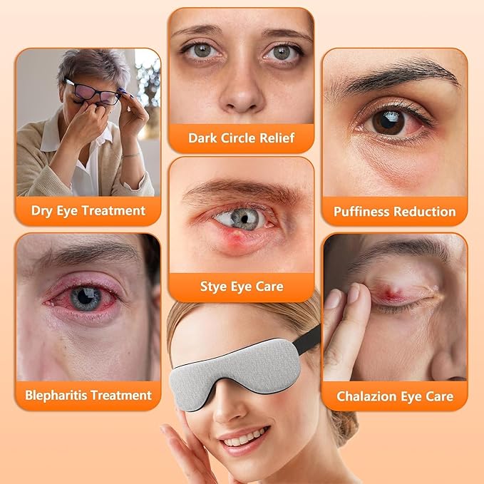 Heated Eye Mask – Warm Compress for Dry Eyes, USB Electric Heating Pad for Stye & Chalazion Eye Treatment, Eye Sleep Mask for Dark Circles and Puffiness Relief (Dusty Pink)