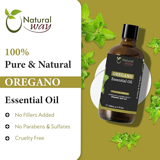 Oregano Essential Oil | Pure Aromatherapy Oil for Diffusers, Hair Growth, Skin, Scalp Care, Massage | Refreshing Hair Oil for Women & Men | Organic Essential Oil for Diffuser | 4 Fl Oz