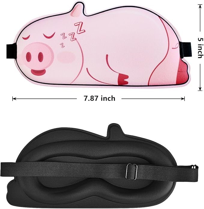 Cute Piggy Sleeping Mask Eye Mask Funny Animal 3D Contoured Sleep Mask Soft Breathable Blindfold Travel Eye Cover Eyeshade for Kids Adults Girls Boys Women Men (Piggy, Pink)