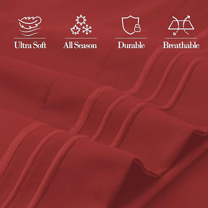 Mocassi 1-Piece Premium Body Pillowcase 1800 Series Hotel Quality Microfiber - Soft and Breathable with 3-Line Embroidery Wrinkle and Stain Resistant, Easy Care, 21" x 54", Rust