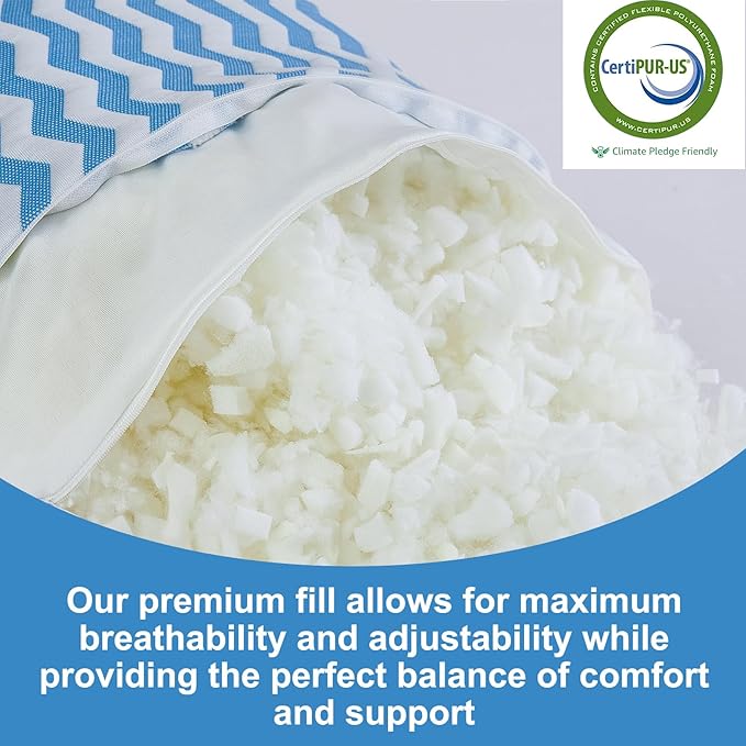 Pillows Queen Size for Bed - Firm Pillow for Back Stomach and Side Sleeper - Shredded Memory Foam Cooling Pillow for Neck and Shoulder Pain Washable Adjustable