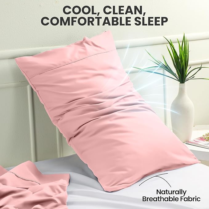 Utopia Bedding Queen Pillow Cases - 2 Pack - Envelope Closure - Soft Brushed Microfiber Fabric - Shrinkage and Fade Resistant Pillow Covers Queen Size 20 X 30 Inches (Queen, Pink)