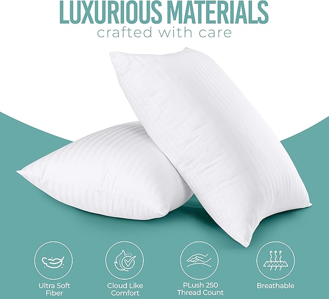 Utopia Bedding Pillows King Size Set of 2 (White), Hotel Pillows, Cooling Pillow for Side, Back or Stomach Sleepers