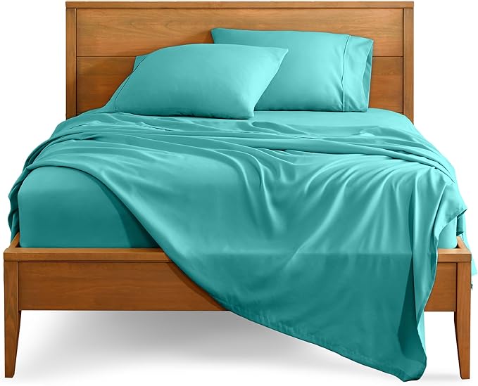 Bare Home Queen Sheet Set - 1800 Ultra-Soft Microfiber Queen Bed Sheets - Double Brushed - Deep Pockets - Easy Fit - 4 Piece Set - Bedding Sheets & Pillowcases (Queen, Turquoise)