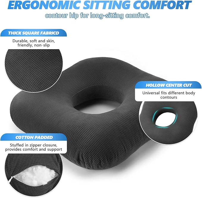 Donut Pillow Tailbone Pain Relief Cushion Bed Sores, Bed Sore Cushions for Butt, Positioning Pillow, Anti-Decubitus Pad for Hemorrhoids, After Surgery