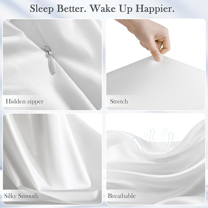 Avolare Cooling Pillow Cases, Softer Than Silk Pillow Cases, 2 Pack Cooling Pillowcases for Hot Sleepers with Zipper, Gentle on Hair and Skin, Arc-Chill 3.0 Satin King Pillowcases, White, 20"x36"