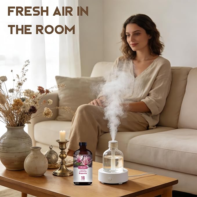 Magnolia Essential Oil – MLYNKL Magnolia Oils 16.33 fl oz for Diffusers, Humidifiers, Massage, DIY Candles, Soap, Cleaning, Home, Yoga, Office, Gifts - 490 ml