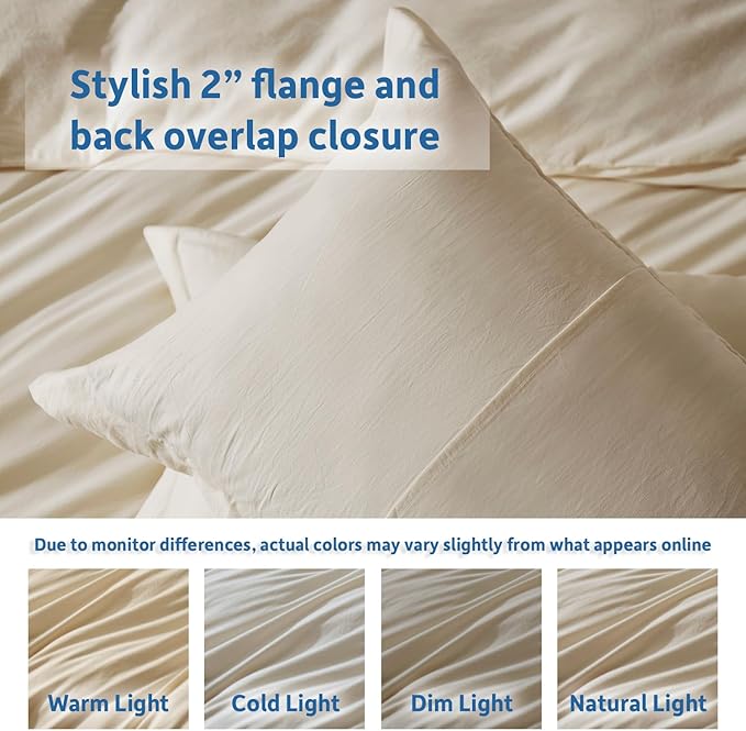 Nestl Beige Cream Duvet Cover Queen Size - Soft Double Brushed Queen Duvet Cover Set, 3 Piece, with Zipper Closure, 1 Duvet Cover 90x90 inches and 2 Pillow Shams