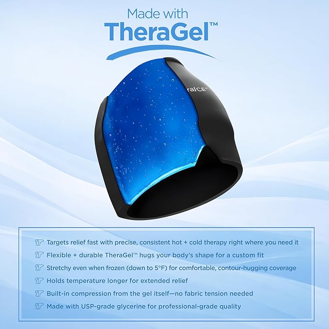 TheraICE Migraine Relief Cap PRO, Headache Relief Cap, Ice Face Mask, Cold Compress Head Wrap for Tension Headache Relief, Stress & Hangover, FocusZone Technology Provides Extra Cooling & Pressure