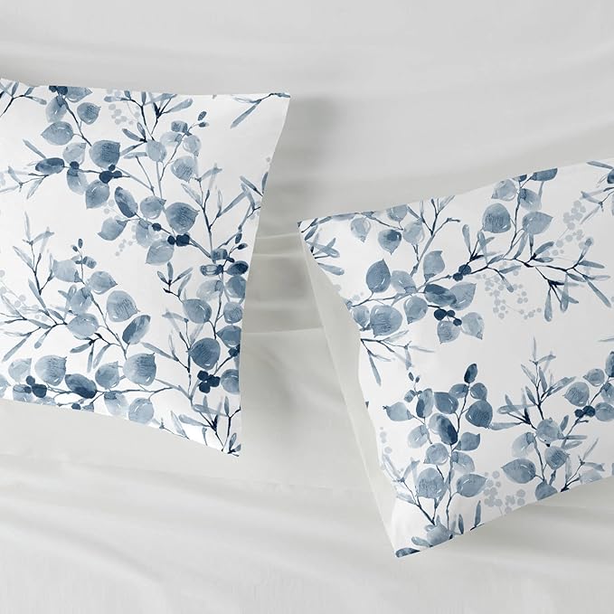 YIYEA Pillow Cases Queen Size Set of 2, Ultra Soft Double Brushed Microfiber Pillowcases Queen, Floral Bed Pillow Covers, Fade Resistant, Easy Slip-On (20"x30")