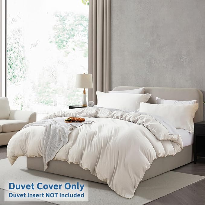 Nestl Off White Duvet Cover King Size - Soft Double Brushed King Duvet Cover Set, 3 Piece, with Zipper Closure, 1 Duvet Cover 104x90 inches and 2 Pillow Shams