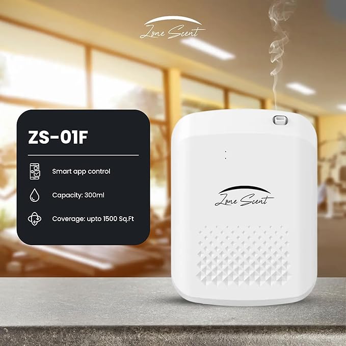 Smart Essential Oil Diffuser for Home and Commercial Use – 1500 Sq Ft Cold Air Scent Machine – Waterless, Quiet, Safe, App-Controlled Aroma Diffuser – ZS-01F (White)