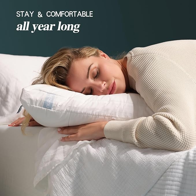 Nuzzle Pillows Standard Size Set of 4,Adjustable Firm Pillows Luxury Hotel Collection Bed Pillows – Best Adjust Height Soft Cooling Pillows for Back, Stomach and Side Sleepers