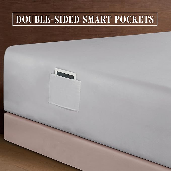 Elegant Comfort Luxury 1500 Premium Hotel Quality Microfiber 4-Piece Sheet Set - Soft, All Around Elastic 18-24 Inches Deep Fitted Sheet - Extra Deep Pocket Sheets, Queen, Silver Grey
