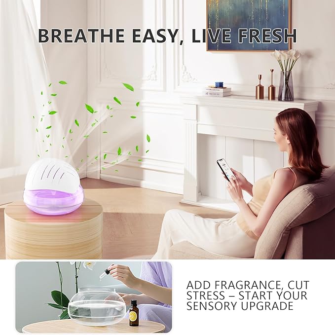 BBMars Aromatherapy Essential Oil Diffuser, Water Washable Air Purifier with 7 Color LED Night Light, Small Air Cleaner for Smoke & Pet Odor, Home Office Air Freshener