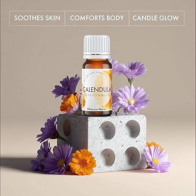 Calendula Essential Oil | 100% Pure & Natural Calendula Flower Oil with Soft Herbal Aroma | For Diffuser, Skin Care, Hair Care, Massage, DIY Beauty & Aromatherapy Blends, 0.34 fl oz