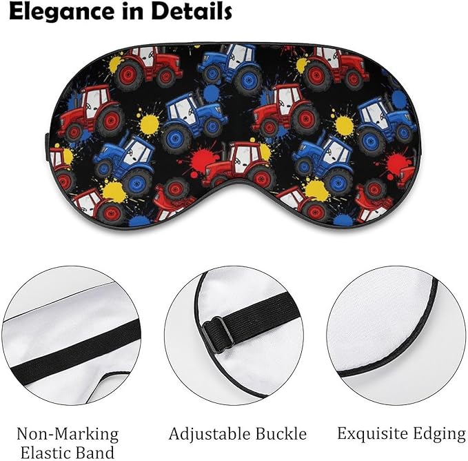 Boys Sleeping Mask Cartoon Tractor Car Kids Sleep Eye Mask Blindfold with Adjustable Strap Soft Eye Cover for Blocking Out Lights Tractor Decor for Bedding