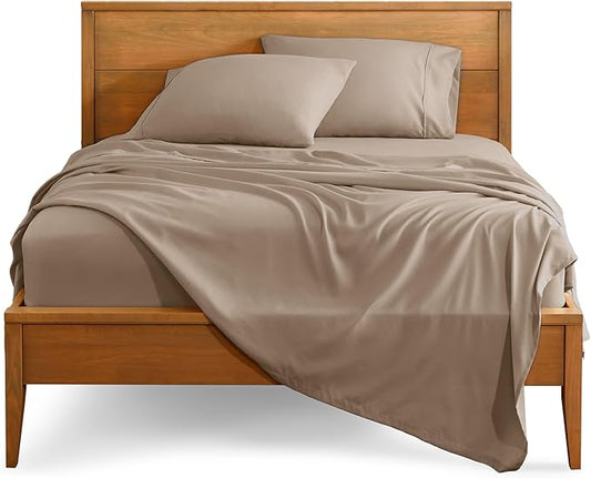Bare Home Full Sheet Set - 1800 Ultra-Soft Microfiber Full Bed Sheets - Double Brushed - Deep Pockets - Easy Fit - 4 Piece Set - Bedding Sheets & Pillowcases (Full, Pebble)
