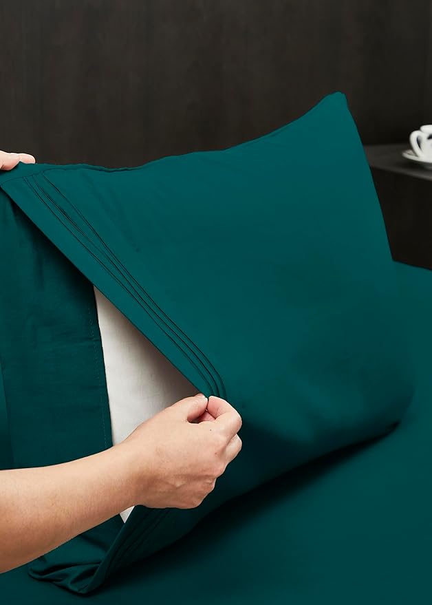 Mocassi Luxury Twin XL 4-Piece Sheet Set - 1800 Premium Hotel Quality - Easy-Fit, Wrinkle, Fade Resistant Bed Sheets and Pillowcases - All Around Elastic Fitted Sheet, Deep Pocket, Marine Teal