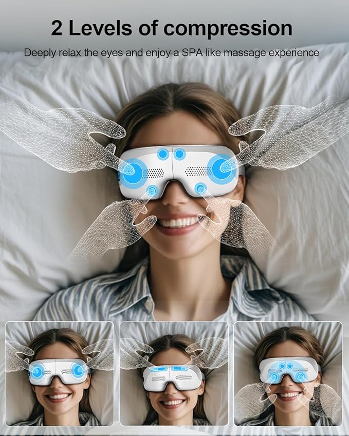 Eye Massager with Heat, Smart Eye Massager with Bluetooth Music for Migraine Dry Eye Sleep Relief, Portable Massage Sleep Mask, Ideal Gift for Men,Women/Mom/Dad/Wife/Friends