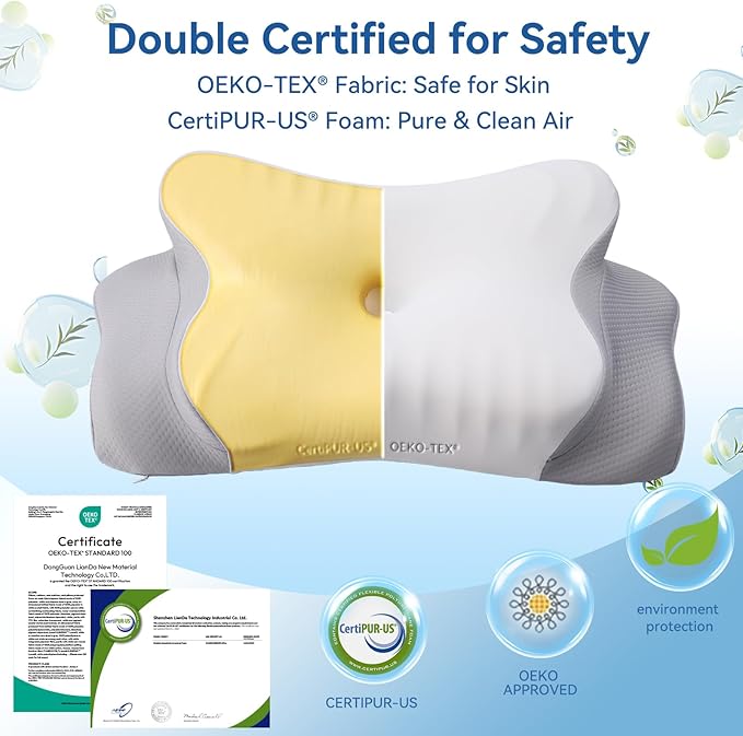 Cervical Pillow for Neck Pain – Ergonomic Memory Foam Bed Pillow for Side and Back Sleepers with Adjustable Height, Breathable Cooling Cover – Orthopedic Support for Spine Alignment