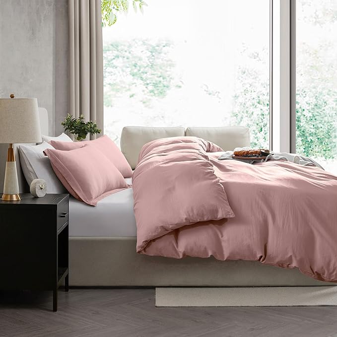 Nestl Blush Pink California King Duvet Cover Sets - Soft Double Brushed Cal King Duvet Cover, 3 Piece, with Zipper Closure, 1 Duvet Cover 104x98 inches and 2 Pillow Shams