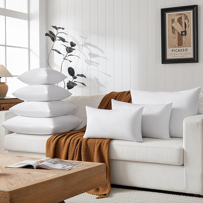 basic home Hotel-Style Goose Feather Body Pillow Insert for Sofa & Bed - 100% Odorless & Plump Cushion Filler - 233TC Cotton with Inner Liner to Prevent Poking (14x36 Inch)