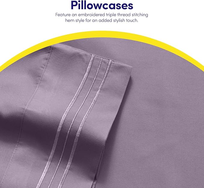 1500 Supreme Collection California King Sheet Sets Plum - Luxury Hotel Bed Sheets and Pillowcase Set for California King Mattress - Extra Soft, Elastic Corner Straps, Deep Pocket Sheets Plum