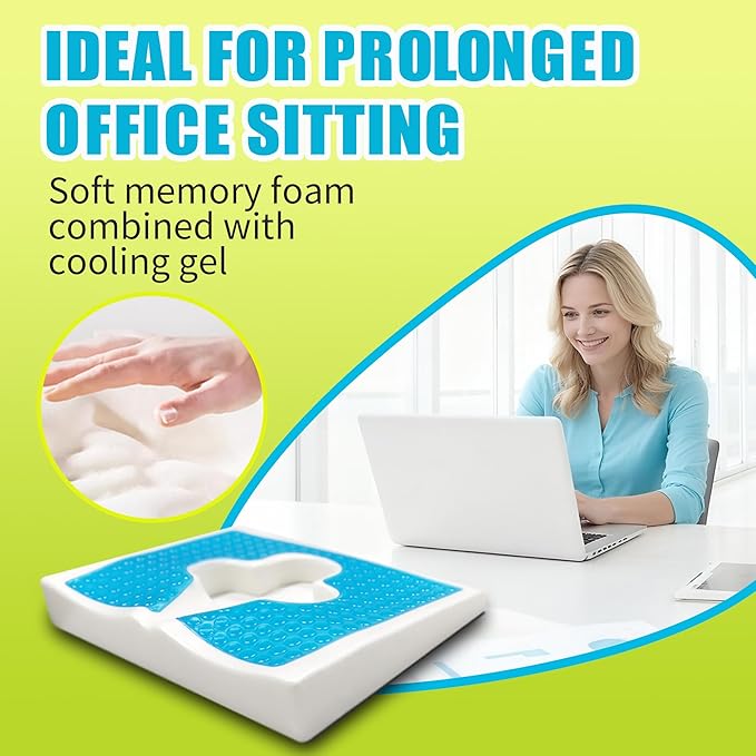 Gel Wheelchair Seat Cushion,Bed Sore Cushions for Butt,Gel Cushion for Pressure Relief,Donut Pillow for Tailbone Pain Relief,Sciatica,Coccyx,hemorrhoid Pillow,Cushion for Office Chair(Blue)