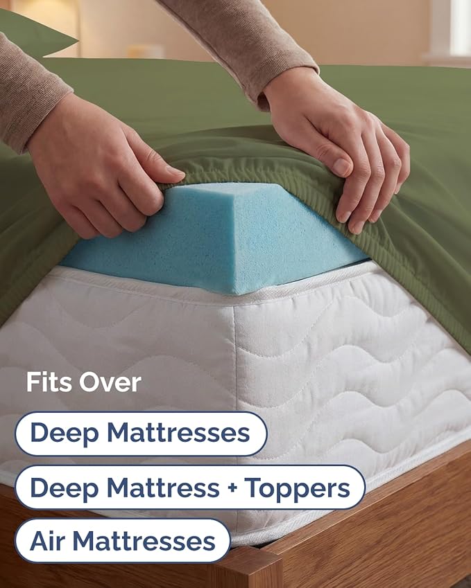 Extra Deep Twin XL Sheet Set - 4 Piece Breathable and Cooling Sheets - Hotel Luxury Bedding for Women, Men, Kids & Teens - Easy & Secure Fit - Soft and Wrinkle Free - Extra Deep Pockets - Sage Green