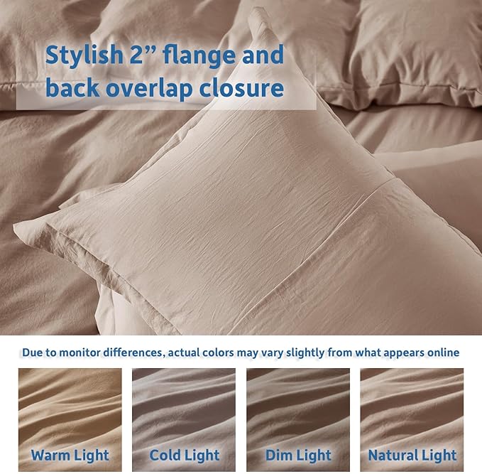 Nestl Twin Duvet Cover Set - Soft Double Brushed Khaki Duvet Cover Twin/Twin XL, 2 Piece, with Zipper Closure, 1 Duvet Cover 68x90 inches and 1 Pillow Sham