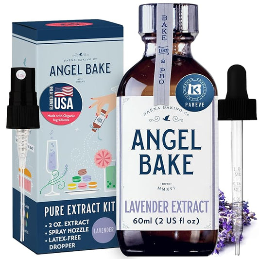 Angel Bake Pure Bulgarian Lavender Extract for Baking and Mixology, 200 Servings Culinary Aromatics with Spritzer and Dropper, Keto Friendly, Vegan, Gluten Free, 2 Oz