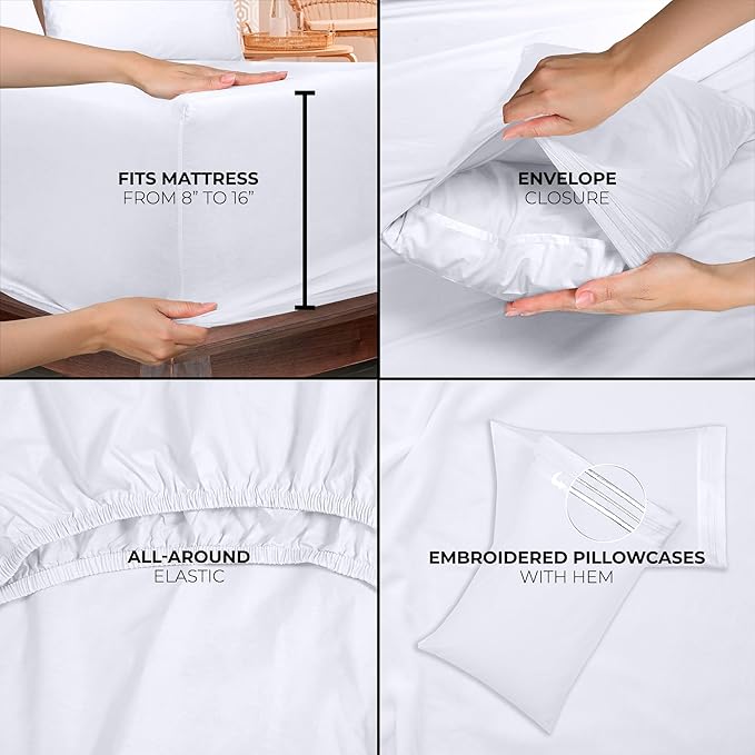 ROYALE LINENS 4 Piece Full Sheets Set - Soft Brushed 1800 Microfiber Bedding - 1 Fitted and 1 Flat Sheet, 2 Pillow Cases - Wrinkle Free & Fade Resistant - Hotel Luxury Bed Sheets Set (White, Full)