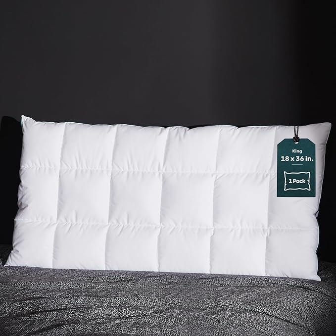 Three Geese Ultra Thin Flat Goose Down Feather Pillows for Sleeping King Size, 2.5" Height, 100% Cotton Cover, Ultra Slim Hotel Collection Bed Pillow for Stomach, Back Sleeper, 18x36 in.