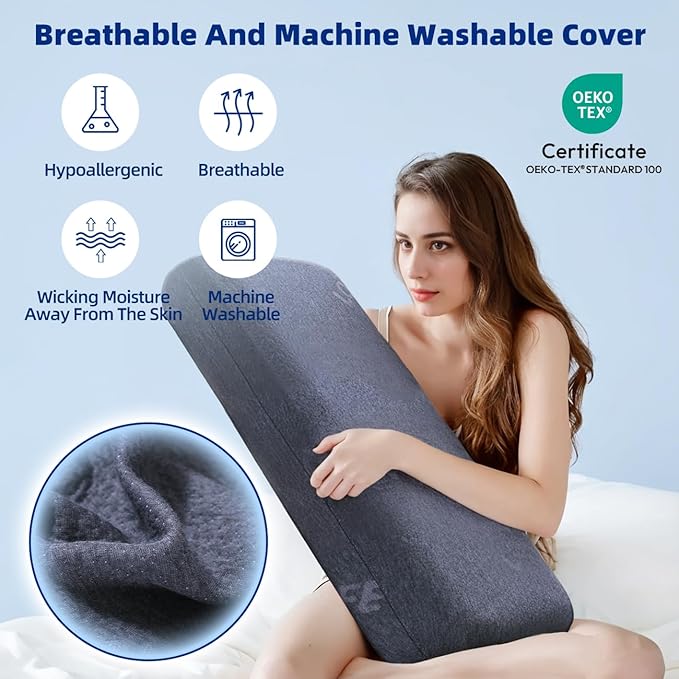King Adjustable Memory Foam Pillow - 4 Height from 1.2 to 4.8in, CertiPUR-US Cervical Pillow for Neck Pain Relief, Neck Support Pillow for Side Sleepers, Back/Stomach Sleepers, a Removable Cover